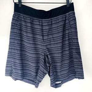 Lululemon Mens Size L Black Stripe Running Unlined Training Active Running 8"